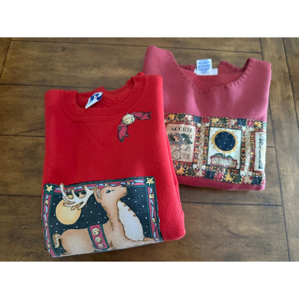 Lot of 2 Diff. Used Crew Neck Sweatshirts Women's Sz Large Russell + Jerzees